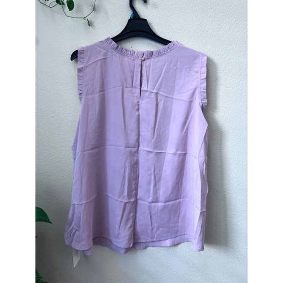 Bloomchic Womens Plus Sz 22-24 / 3X Top Pink Ruffle Sleeveless Lace Front Blouse - Picture 5 of 9